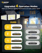 Ensenior Motion Sensor Outdoor Lights, 220 LED IP65 Waterproof Solar Security Light with Remote Control, 3 Heads Solar Flood Light Outdoor with 4 Modes, 270° Wide Angle Motion Light for Outside -3Pack
