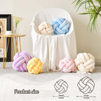 Uvvyui Knot Pillow Ball, Soft White Home Decor Knotted Pillows, Cute 11" Knot Pillow Round Velvet Plush Throw Pillow, Aesthetic Decorative Pillows for Bed, Floor, Couch, Bedroom