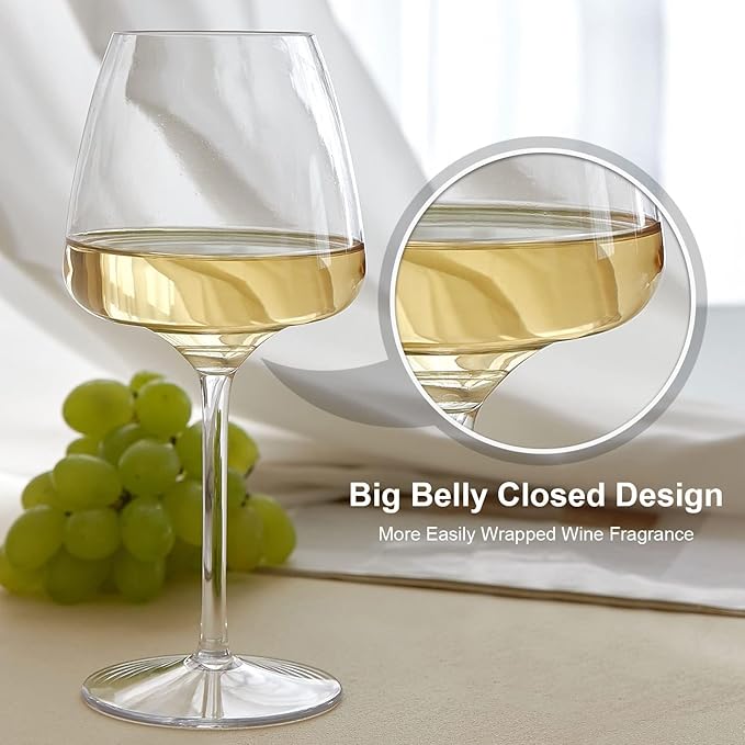 MICHLEY Floating Wine Glasses for Pool Unbreakable Tritan Plastic Red Wine Glasses with Stem Poolside Floating Cups 20.5 OZ, Dishwasher Safe, Set of 2