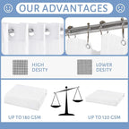 Furlinic Extra Long Waffle Weave No Hook Shower Curtain with Snap in Liner,Heavy Duty Textured Fabric Bathroom Curtains,Hotel Style with Mesh Top Window,Waterproof & Machine Washable,White,71x96.