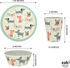 Zak Designs Kids Dinnerware Set 3 Pieces, Durable and Sustainable Melamine Bamboo Plate, Bowl, and Tumbler are Perfect For Dinner Time With Family (Dog)