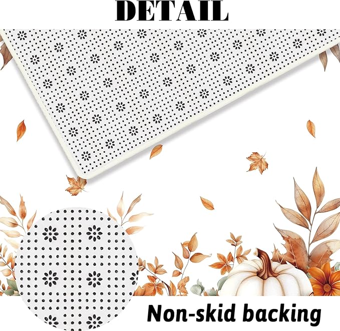 MEHOFOND 4pcs Fall Pumpkin Maple Leaf Shower Curtain Set, Autumn Leaves Harvest Thanksgiving Watercolor Shower Curtain Sets, Fall Bathroom Decor with Non-Slip Rugs Toilet Lid Cover and Bath Mat