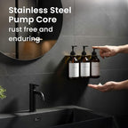 MaisoNovo Shampoo and Conditioner Dispenser - Shower Soap Dispenser Wall Mounted - 16.9 fl oz Set of 3 Amber Plastic Bottles Black Pump - 3 Chamber No Drill