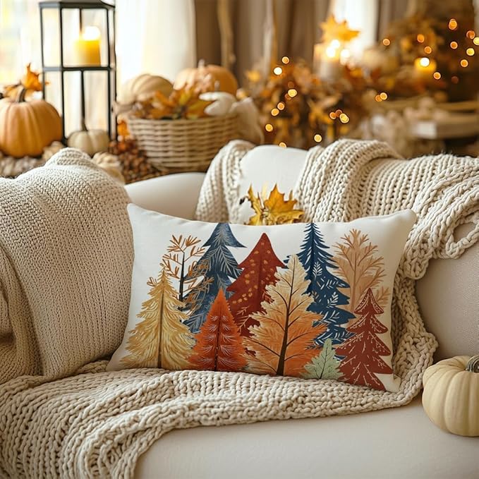 AACORS Fall Pillow Cover 12X20 Inch Watercolor Tree Decoration Holiday Farmhouse Autumn Pillow Case for Sofa Couch Decor AA728-12