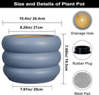 SQOWL 10 Inch Plant Pot Indoor - Ceramic Plant Pot with Drainage Hole Large Outdoor Planter Unique Flower Pot Modern Round Planter for Front Door Decor Gray