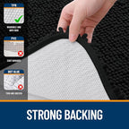 OLANLY Bathroom Rugs 47x24, Extra Soft Absorbent Chenille Bath Rugs, Rubber Backing Quick Dry, Machine Washable Bath Mats for Bathroom Floor, Tub and Shower, Home Decor Accessories, Black