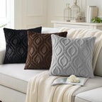 decorUhome Fall Throw Pillow Covers 26x26 Inch Set of 2, Soft Plush Decorative Faux Fur Grey Solid Couch Pillow Covers, Accent Farmhouse Neutral Square Euro Pillow Cases for Sofa Bed Living Room