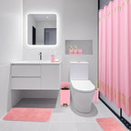 Bathroom Sets with Shower Curtain and Rugs Bathroom Accessories Set Pink Bathroom Set,Shower Curtain Set with Stainless Steel Trash Can