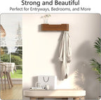 Coat Rack Wall Mount with Hidden Hooks Entryway Hanging Shelf Modern Wood Coat Hanger for Bedroom Kitchen Hallway Bathroom (Walnut, 16.6 Inch Long)