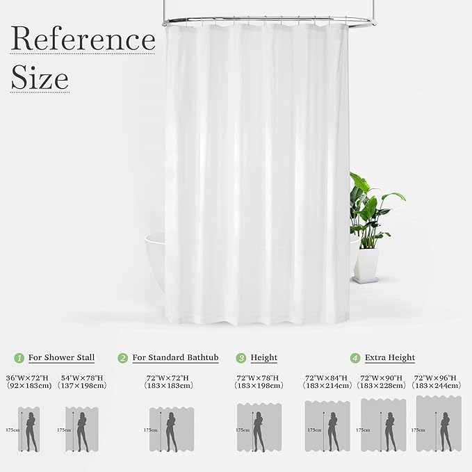 KGORGE Non See Through White Sheer Shower Curtain 84 inches Long, Privacy Button Hole Waterproof Lightweight Washable Shower Curtains for Bathroom Bathtub, W72 x L84, 1 Panel, Hooks Included