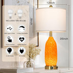 26" Modern Orange Glass Table Lamp Set of 2,Bedside Lamps with USB A+C Ports & AC Outlet, Nightstand Lamp with 3-Way Dimmable Touch Control Night Light for Bedroom Living Room(Bulbs Included)