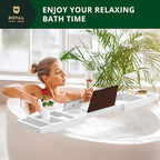 ROYAL CRAFT WOOD Premium Foldable Bathtub Tray - Wood Bath Tray for Tub, Bamboo Shelf, Expandable Bath Table Trays, Bathtub & Bathroom Accessories for New Home & Mothers Day & Birthday Gifts for Mom