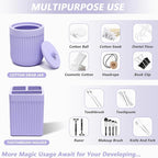 Resin Light Purple Bathroom Accessories Set 5 Pcs, Lotion Soap Dispenser, Toothbrush Holder, Bathroom Tumbler, Qtip Holder and Vanity Tray, Bathroom Countertop Organizer Set for Home Apartment