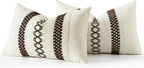 MIULEE Set of 2 Dark Brown Boho Decorative Lumbar Pillow Covers 12x20 Inch Farmhouse Rustic Couch Throw Pillows Modern Cotton Cushion Covers Retro Cute Macrame Woven Home Decor for Bed Sofa Chair