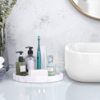 WORHE Natural Marble Decorative Tray for Bathroom Bedroom Kitchen Dresser, Large 10.6" Round Vanity Trays for Jewelry, Perfume, Cosmetic, Candle, Countertop Storage Organizer for Home Decor (WH037)