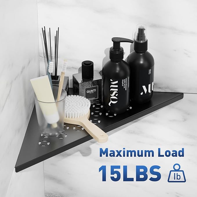 Corner Shower Shelf 10" Slot Design Recessed Shower Shelves for Tiled Wall, 304 Stainless Steel Corner Shelves for Bathroom Organizer, Matte Black 2 Pack (Star)