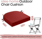 idee-home Outdoor Chair Cushions Set of 2, Thick 17" x 17" x 3" Patio Chair Cushions for Outdoor Furniture Waterproof with Ties, Seat Cushion, Patio Chair Pads Dining Chair Medium Spice