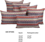 Large Throw Pillow Covers Red and Blue - 22 x 22 Inches Decorative Kilim Pillows, Boho Room Decor for Couch, Bohemian Outdoor Case for Farmhouse, Ethnic Shams, Aztec Tapestry, Patio