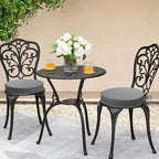 idee-home Outdoor Bistro Chair Cushions, 15”x15”x 3” Thick Outdoor Round Seat Cushions Set of 4 with Ties, Waterproof Round Patio Furniture for Garden