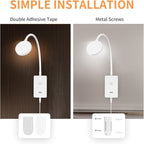 Touch Dimmable LED Bedside Wall Mounted Reading Lamp for Bedroom Nightstand, 4 Brightness Levels (100%- 70%- 35%- 15%), 120° Wide Angle Neutral White Lighting, with 5V2A USB Output Port