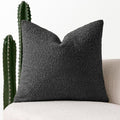MIULEE Textured Boucle Throw Pillow Cover Black Accent Solid Eruo Sham Pillow Case Decorative Soft Pack of 1 Halloween Couch Cushion Chair Sofa Bedroom Livingroom Home Decor,24x24 Inch