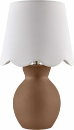 BoutiqueRugs Liliac Boho Ceramic Bedside Table Lamp for Bedroom Nightstand - End Side Lighting for Living Room - Shade Cotton - White, Brown - 15" H