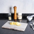 Natural Marble Cutting Boards for Kitchen - 12" x 8" Multi-Purpose Pastry Marble Tray Cheese Board Marble Slab for Counter, Bathroom Perfume Tray Jewelry Candle Plate (Crystal White Wooden)