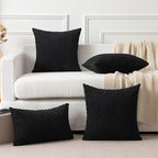 Kevin Textile Pack of 2 Corduroy Decorative Throw Pillow Covers 26x26 Inch Soft Boho Striped Pillow Covers Modern Farmhouse Home Decor for Spring Sofa Living Room Couch Bed Black