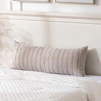 Fancy Homi Taupe Long Lumbar Decorative Throw Pillow Covers 20x54 Inch for Bed Couch Bed Sofa, Rustic Farmhouse Boho Room Decor, Soft Striped Corduroy Rectangle Cushion Case 50x137 cm