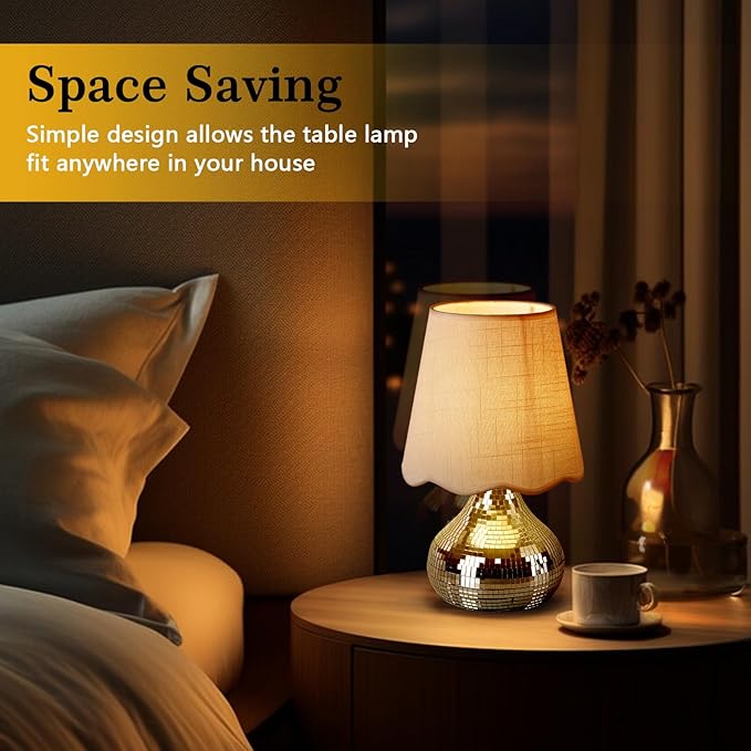Rechargeable Cordless Small Funky Table Lamp, Battery Operated Remote Control Disco Mini Table Lamps for Bedroom Nightstand, Funky Small Table Lamp for Small Spaces for Kitchen Counter, Bookshelf