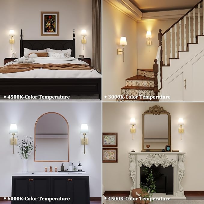 Battery Operated Wall Sconces Set of 2, 5000 mAh Rechargeable Bulb with 12 RGB Colors Dimmable Wall Sconce for Living Room Bedroom,Gold