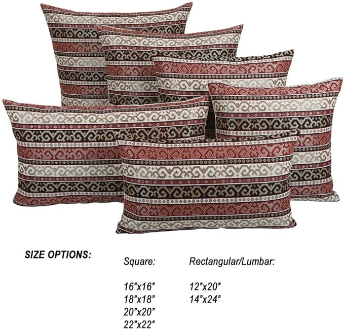 Boho Throw Pillow Covers Burgundy Red and Black Kilim - 20 x 20 Inches Decorative Diwan Pillows, Hippy Room Decor for Couch, Bohemian Outdoor Case for Farmhouse, Ethnic Shams, Patio