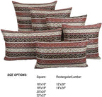 Lumbar Throw Pillow Covers Burgundy Red and Black Kilim - 14 x 24 Inches Decorative Pillows, Boho Room Decor for Couch, Bohemian Outdoor Case for Farmhouse, Ethnic Shams, Aztec, Patio