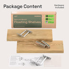BAOBAB WORKSHOP Natural Wood Floating Shelves for Wall 20 Inch Wide, Solid Wooden Shelf 20 In, Bathroom Shelves for Room Wall Mounted Kitchen Rustic Farmhouse, Oak Floating Shelf, 20W × 6.7D, Set of 2