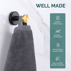 Angle Simple Towel Hook Black & Gold, Stainless Steel Bathroom Hook for Wall, Round Robe Hook, Hand Towel Holder