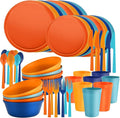 40 Piece Stackable Dinnerware Set for Small Kitchens, Modern Minimalist Plates & Flat Bottom Bowls (Pasta/Salad), Unbreakable & Microwave Safe, Fiesta