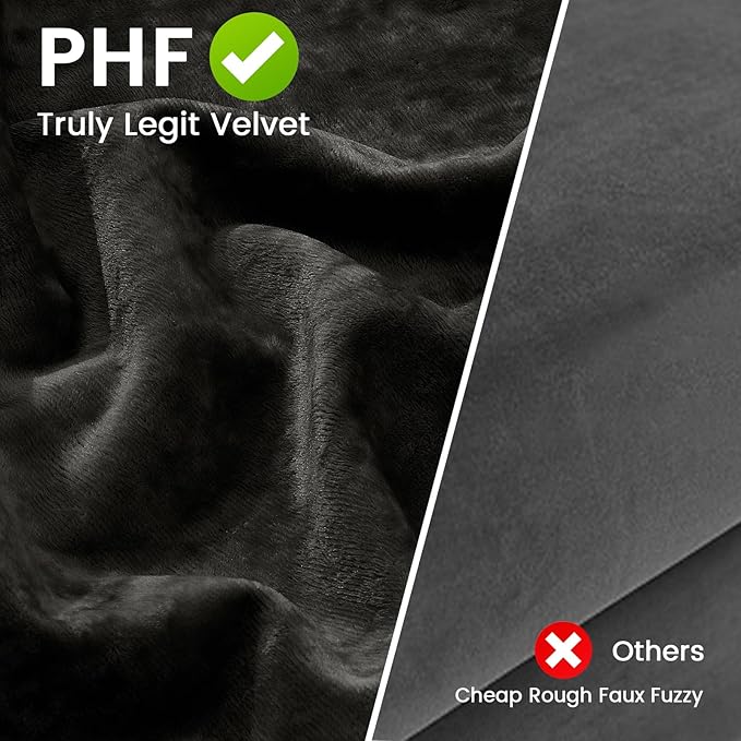 PHF Truly Velvet Euro Sham, 26"x 26",No Insert, 2 Pack Color Gradient Euro Throw Pillow Covers, Ultra Soft Cozy European Pillow Covers for Luxurious Home Decorative, No Shedding, No Pilling, Black