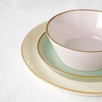 Famiware Saturn Dinnerware Sets, Plates and Bowls Sets for 4, 12 Pieces Stoneware Dish Set - Chip and Scratch Resistant, Microwave and Dishwasher Safe Tableware Set, Multi-color with Rim