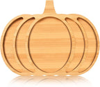 AWIZOM Pumpkin Wooden Serving Platter Thanksgiving Bamboo Serving Tray Wooden Snack Cheese Charcuterie Board Sectional Wood Halloween Dish Plate for Fall Autumn Harvest Party Supply,14.96x11.58x0.79