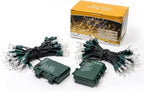 WATERGLIDE 2 Pack 50 LED Outdoor Christmas Lights, 16FT Battery Operated Mini String Lights with 8 Modes & Timer, Xmas Tree Lights Waterproof for Patio Garden Party Wedding Holiday Decor, Warm White