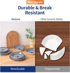 Bestone Porcelain Dinnerware Sets Service for 4, 12 pcs Hand drawn Plates and Bowls Sets, Handmade Ceramic Dish Set, Chip Resistant Modern Plate Set, Dishwasher/Microwave Safe，Vintage Blue