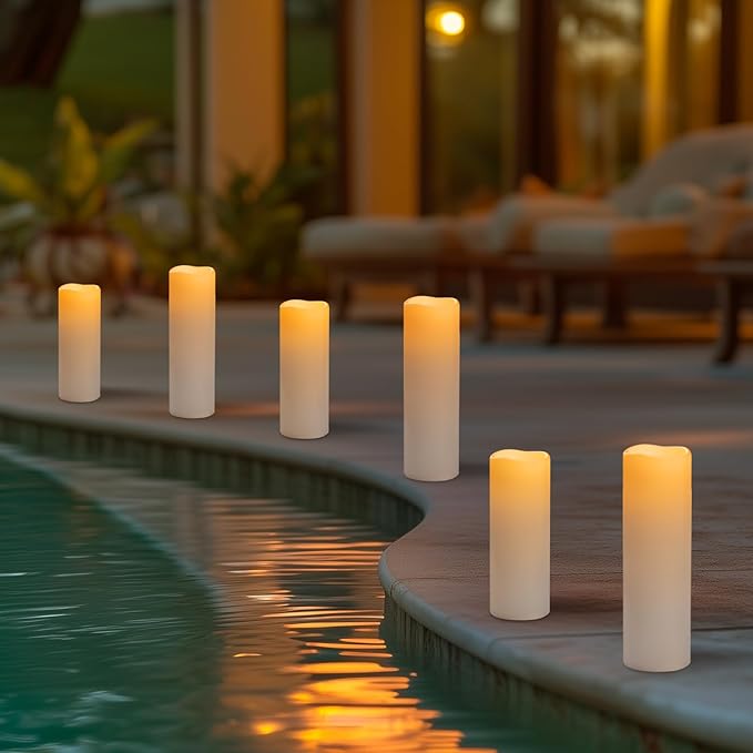 4" x 12" White Large Waterproof Outdoor Flameless Candles Battery Operated LED Flickering Pillar Candles with Remote and Timer for Indoor Outdoor Lanterns, Long Lasting, Set of 2