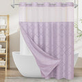 Boho Lavender Woven Fabric Shower Curtain 72 x 86 Modern Farmhouse, No Hooks Tufted Chevron Striped Shabby Chic Textured, Minimalist Cloth Curtain for Bathroom, Hotel Decor
