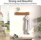 Coat Rack Wall Mount with Hidden Hooks Entryway Hanging Shelf Modern Wood Coat Hanger for Bedroom Kitchen Hallway Bathroom (Walnut, 20.9 Inch Long)