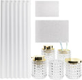 Bathroom Sets with Shower Curtain and Rugs and Accessories, Glass Bathroom Accessories Set Clear Bathroom Set Bathroom Sets, White Bath Mat and Diamond Soap Dispenser for Bathroom Decor