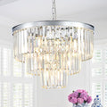 20” Modern Crystal Chandeliers, Chrome Round Chandeliers for Dining Room 3 Tiers 7 Lights Luxury K9 Crystal Ceiling Pendant Light Fixture for Foyer Bedroom Closet