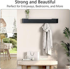 Coat Rack Wall Mount with Hidden Hooks Entryway Hanging Shelf Modern Wood Coat Hanger for Bedroom Kitchen Hallway Bathroom (Black,32.7 Inch Long)