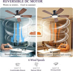 42inch Ceiling Fans with Lights, Low Profile Ceiling Fan with Light and Remote/APP Control, DC Reversible Motor, Noiseless, Flush Mount, Brown Ceiling Fan for Bedroom Indoor/Outdoor Use
