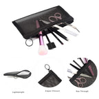 patu Zipper Mesh Bags, Long Case, 5 Pieces, Beauty Makeup Cosmetic Accessories Organizer, Travel Toiletry Kit Set Storage Pouch, Black