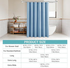 Blue Linen Small Stall Shower Curtains for Bathroom Natural Boho Shower Curtains Stall Bath 36x72 Cloth Fabric Half Narrow Water Repellent RV Drapes for Bathtub 36 x 72 Inches